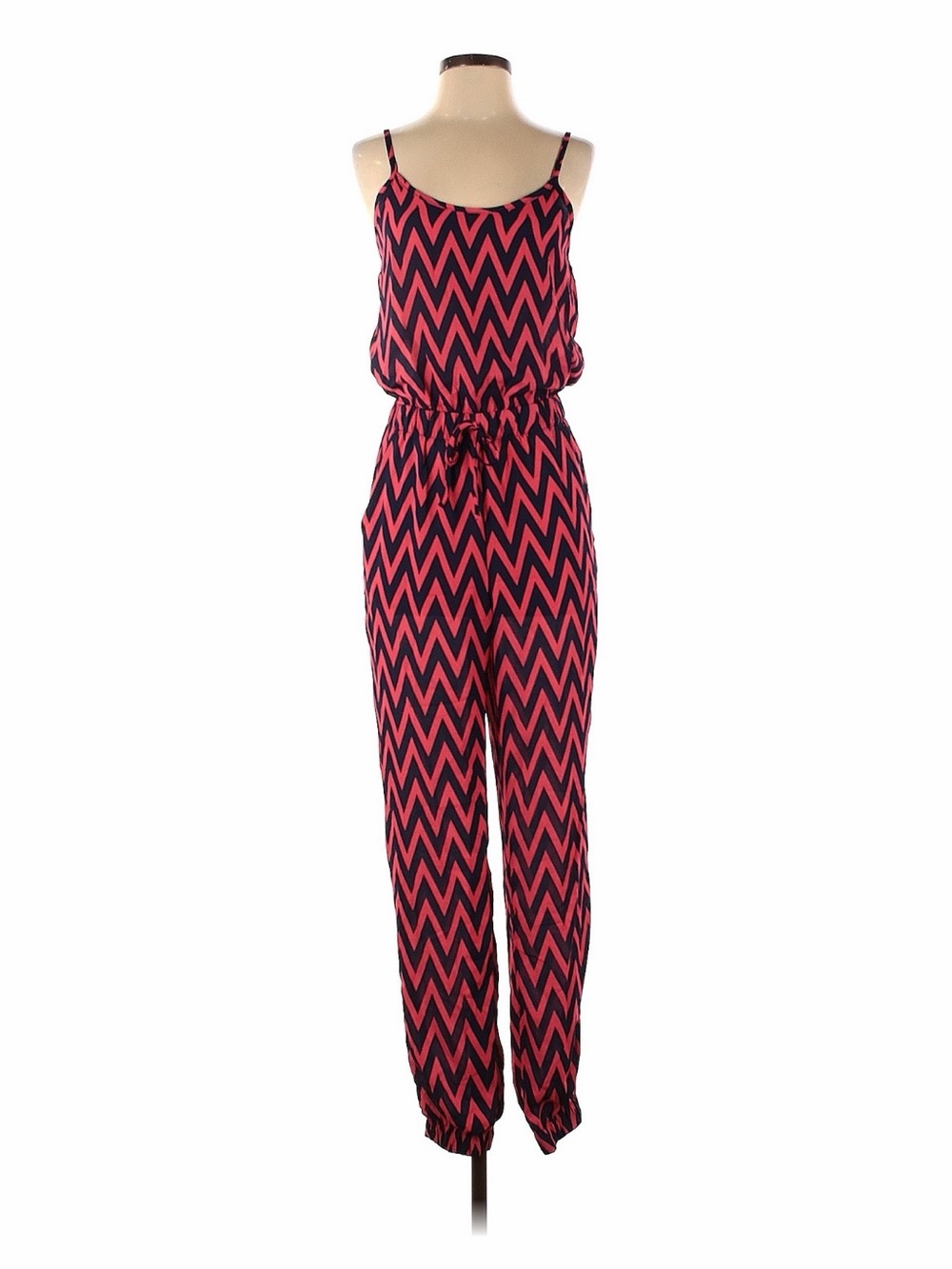Pink and Navy Jumpsuit with Spaghetti Straps